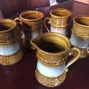 Vintage 70's Ceramic Made in Japan "Royal Italy" Mug Set w/Creamer